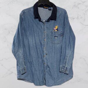 Vintage Women's Denim Winnie the Pooh Button down top